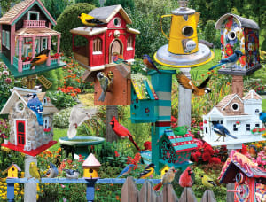 Birdhouse Village Collage By White Mountain