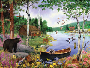 J. Charles Collection - Black Bear and Cabin Cabin & Cottage By Karmin International