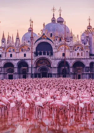 BLANC: Pink Flamingo Palace Birds By Buffalo Games