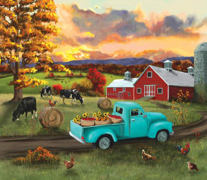 Fall Sunset at the Barn Vehicles By SunsOut