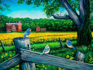 Sunflower Valley Blues Birds By SunsOut