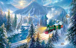 Mountain Christmas Train Christmas By SunsOut