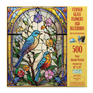 Stained Glass Flowers and Bluebirds Birds By SunsOut