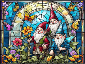 Stained Glass Gnomes Flower & Garden By SunsOut