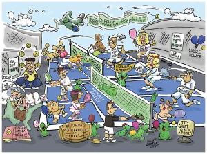 Pickleball Play Cartoon By SunsOut