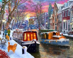 Winter Canal Lakes & Rivers Jigsaw Puzzle By Vermont Christmas Company