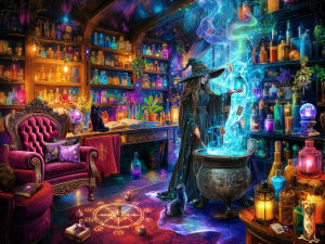 Witch's Magic Jigsaw Puzzle Halloween By Vermont Christmas Company