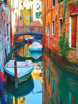 Pretty Canal With Small Bridge And Motorboats Lakes & Rivers By Kodak