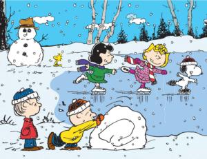 Peanuts - Ice Skating At The Pond Peanuts Jigsaw Puzzle By RoseArt