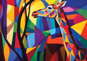 Giraffe Pattern & Geometric Jigsaw Puzzle By Yazz