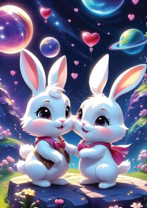 Bunnies in Love Bunny Jigsaw Puzzle By Yazz