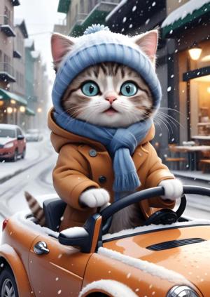 The Driver Kitty Winter Jigsaw Puzzle By Yazz