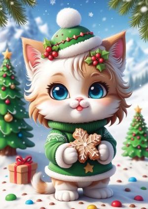 Lovely Kitten Christmas Jigsaw Puzzle By Yazz