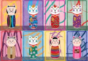 Maneki Kokeshi Cats Jigsaw Puzzle By Yazz