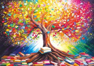 Tree of Books Rainbow & Gradient Jigsaw Puzzle By Magnolia