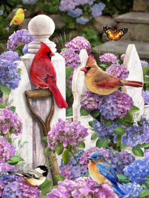 Cardinals & Friends - Scratch and Dent Flower & Garden Jigsaw Puzzle By Vermont Christmas Company