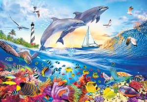Playful Summer Dolphins Beach & Ocean By Kodak