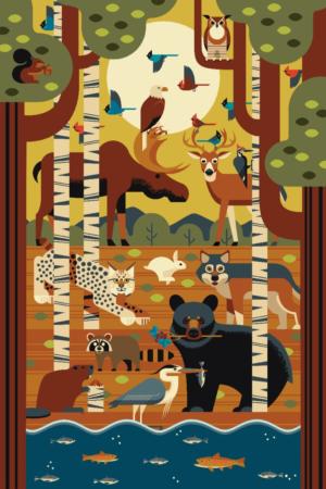 Forest Animals, Geometric Forest Animal Jigsaw Puzzle By Lantern Press