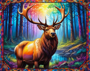 Stained Glass Elk Animals By Springbok