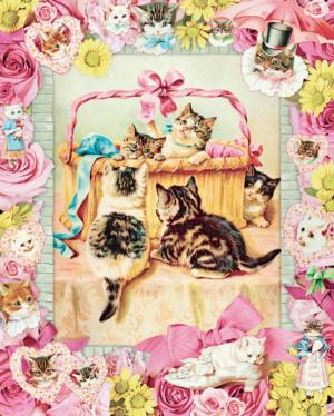 Cynthia Hart's Victoriana Cats: Basket of Mischief  Nostalgic & Retro Jigsaw Puzzle By Workman Publishing