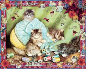Cynthia Hart's Victoriana Cats: Sewing with Kittens  Nostalgic & Retro Jigsaw Puzzle By Workman Publishing