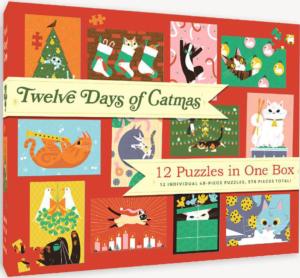 12 Puzzles in One Box: Twelve Days of Catmas Christmas Multi-Pack By Chronicle Books