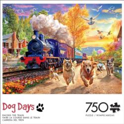 Racing the Train Dogs Jigsaw Puzzle