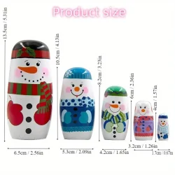 Charming Wooden Snowman Nesting Dolls