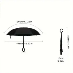 Windproof Double-Layer Reverse Umbrella with C-Handle - Cloud design