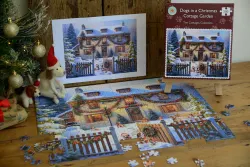 Dogs in a Christmas Cottage Garden Dogs