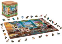 Puzzler's Desk Cats Wooden Jigsaw Puzzle