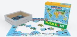 World Map Illustrated Educational Jigsaw Puzzle