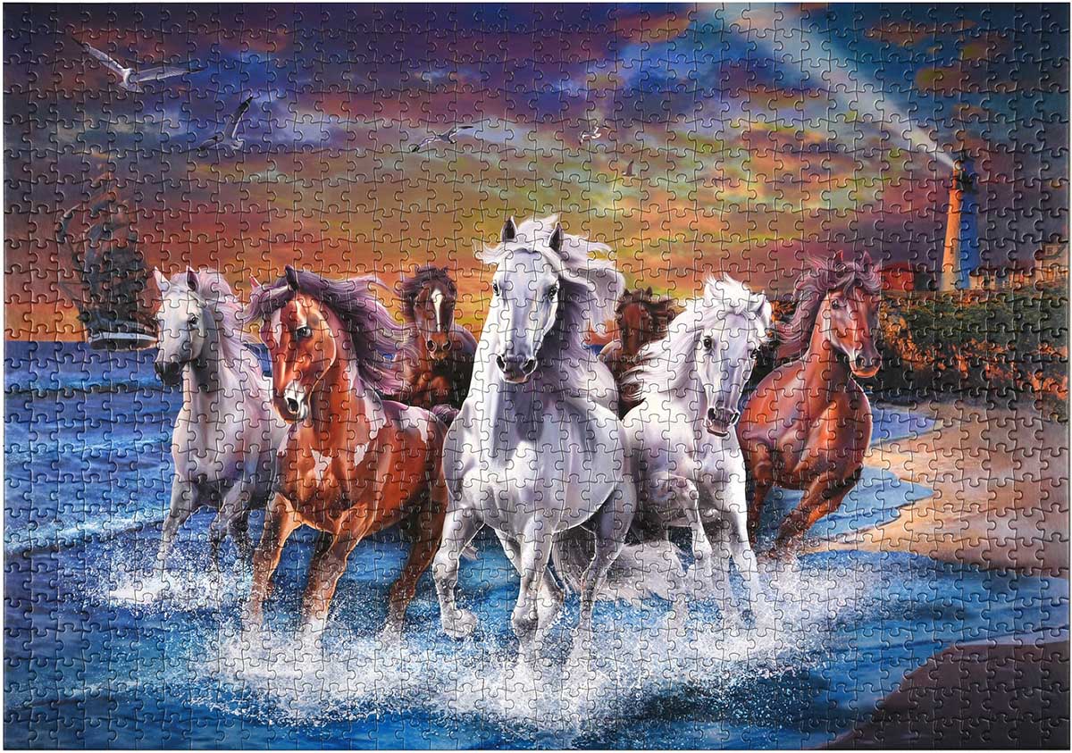 Horses on Seashore - Scratch and Dent Horse Jigsaw Puzzle