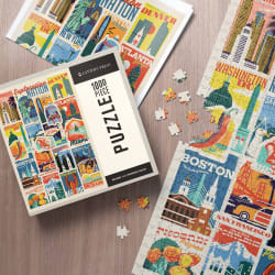 Woodblock Cities Collage, Exploration Nation - Scratch and Dent Travel