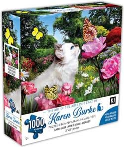 Summer Garden by Karen Burke - Scratch and Dent Cats Jigsaw Puzzle