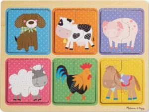 Green Start Wooden Puzzle - Farm Friends - Scratch and Dent Farm Animal Multi-Pack By Melissa and Doug