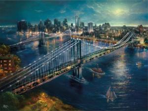 Thomas Kinkade Inspirations - Moonlight Over Manhattan New York Large Piece By Ceaco