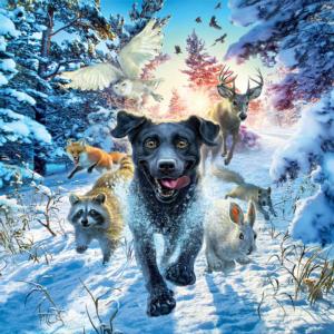 Black Lab Winter Jigsaw Puzzle By Ceaco