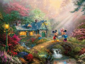 Thomas Kinkade Disney - Mickey & Minnie Sweetheart Bridge Mickey & Friends Jigsaw Puzzle By Ceaco