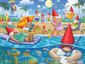 Gnome Sweet Gnome - Beach Day - Scratch and Dent Beach & Ocean Jigsaw Puzzle By Ceaco