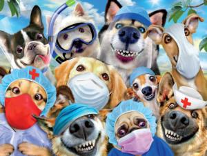 Dogs Doctors Selfies - Scratch and Dent Humor Jigsaw Puzzle By Ceaco