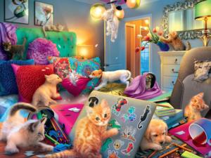 Paws Gone Wild - Slumber Party Cats Jigsaw Puzzle By Ceaco