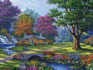 Light Between The Trees Cabin & Cottage Jigsaw Puzzle By Ceaco
