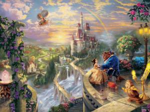 Thomas Kinkade Disney - Beauty and the Beast Falling in Love Disney Princess Jigsaw Puzzle By Ceaco