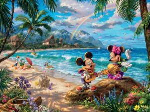 Thomas Kinkade Disney - Mickey and Minnie In Hawaii Hawaii Jigsaw Puzzle By Ceaco