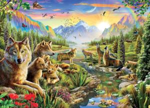 Summer Wolf Family Sunrise & Sunset Jigsaw Puzzle By Ceaco