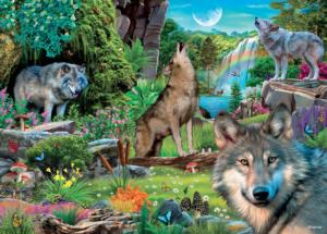 Wolves in Nature Waterfall Jigsaw Puzzle By Ceaco
