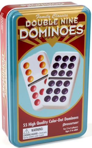 Dominoes: Double Nine Color Dot Dominoes in Tin - Scratch and Dent By Jax Ltd., Inc.