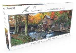 Images of America Panoramic Puzzle - Glade Creek Grist Mill Lakes & Rivers Panoramic Puzzle By Jax Ltd., Inc.