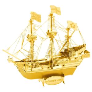 Gold Golden Hind ship Boat Metal Puzzles By Metal Earth